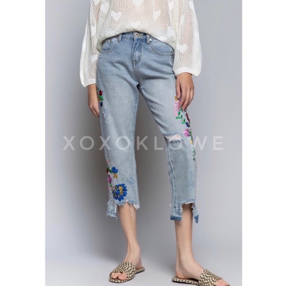 POL Retro 90s Grunge Embroidered Denim Jeans - Picture 10 of 11